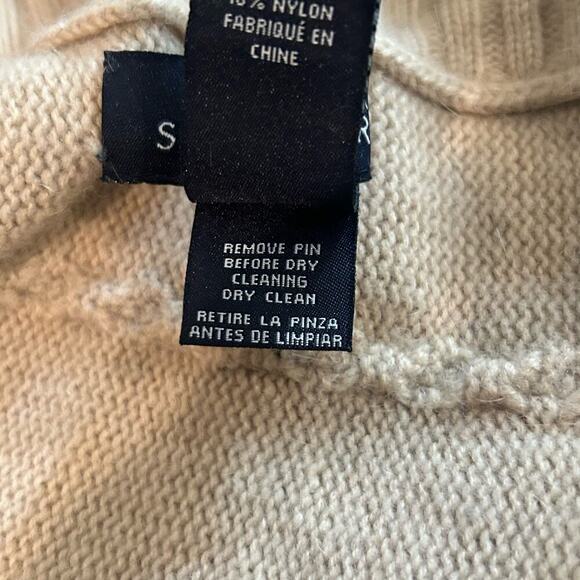 Jones New York Sweater Womens L Tan Angora Rabbit Lambs Wool Open Front Cardigan - Picture 10 of 12